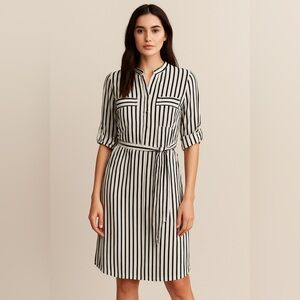 Striped Black and White Shirt Dress